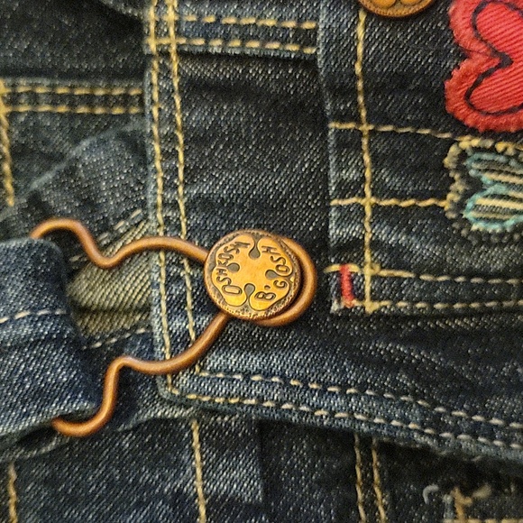 OshKosh B’gosh Girl Embroidery Denium Blue Overalls Hearts Country Farm 6 Months - Picture 8 of 13